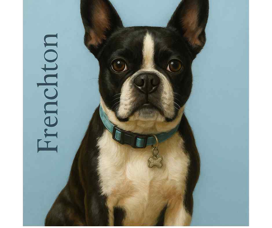 Photorealistic portrait of a Frenchton dog for adoption