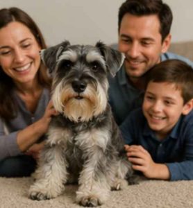 Miniature Schnauzer dog with family