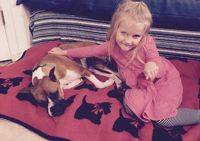 Zoe meeting her new doggie sister.
